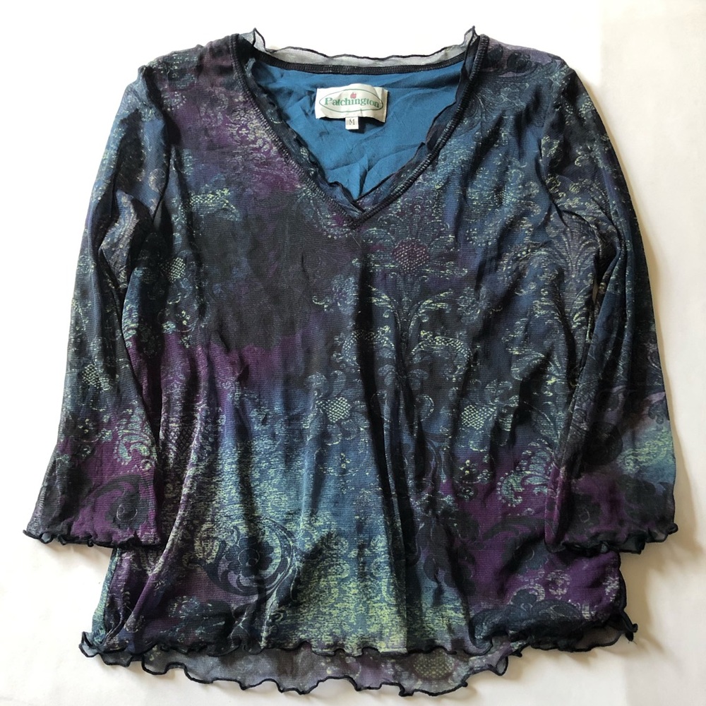 Women Patchington Size M Purple And Black Color Top - 0854